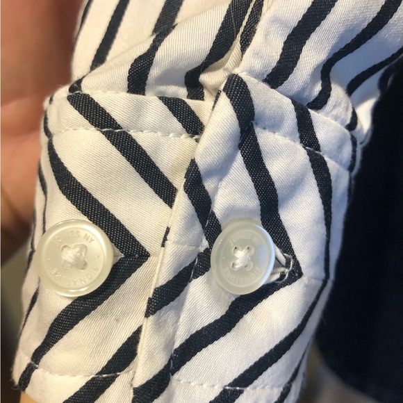 Jones of New York peplum signature striped zip up collared shirt - Picture 8 of 10